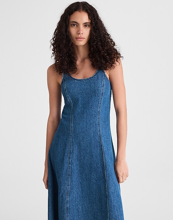 Madewell Denim Scoopneck Midi Dress Camby Wash