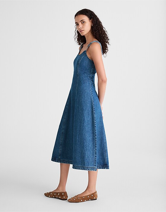 Madewell Denim Scoopneck Midi Dress Camby Wash