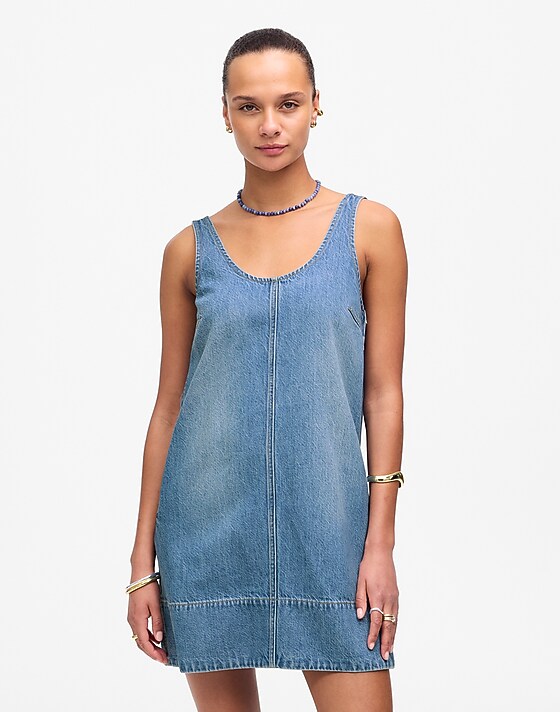 Madewell Denim Scoopneck Mini Dress Remsen Wash