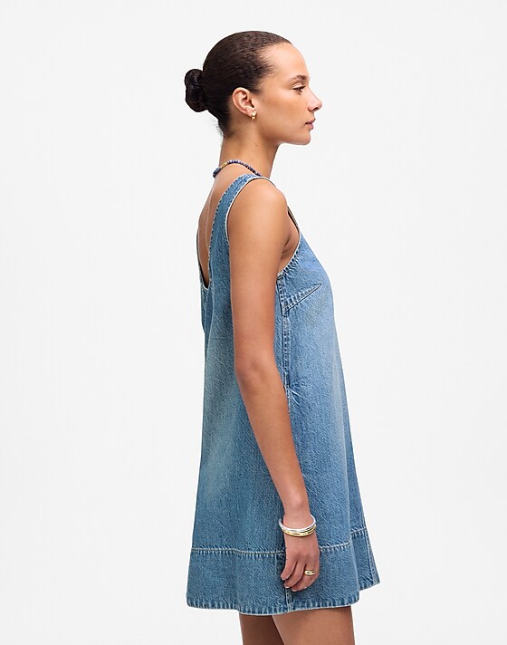 Madewell Denim Scoopneck Mini Dress Remsen Wash