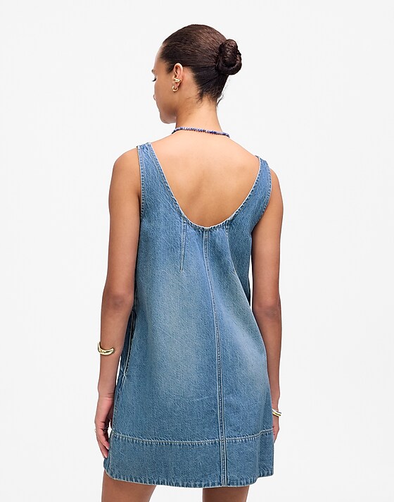 Madewell Denim Scoopneck Mini Dress Remsen Wash