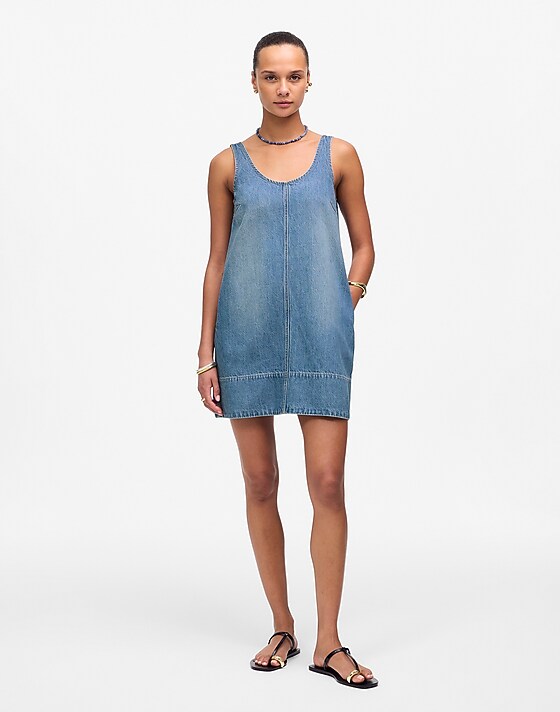 madewell Denim Scoopneck Mini Dress remsen wash