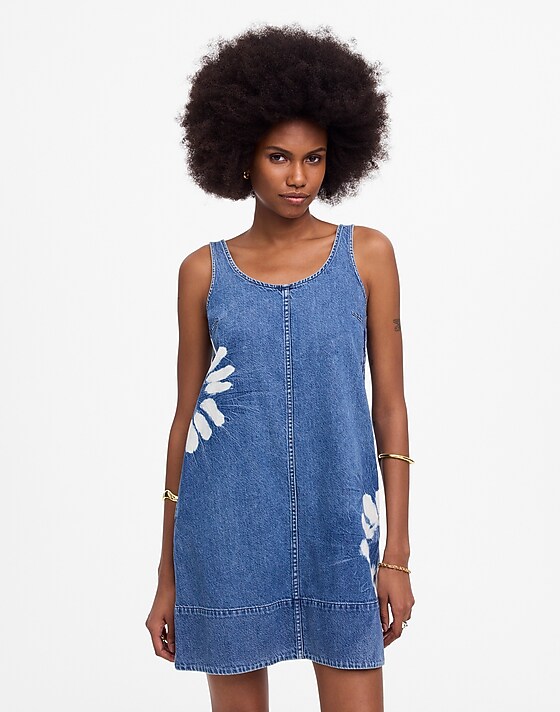 Madewell Denim Scoopneck Mini Dress Shibori Wash