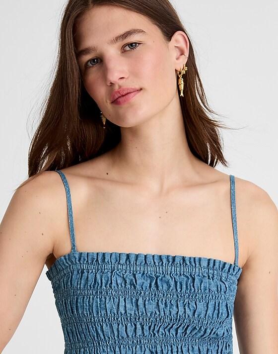 madewell Denim Smocked Tank brinkley wash