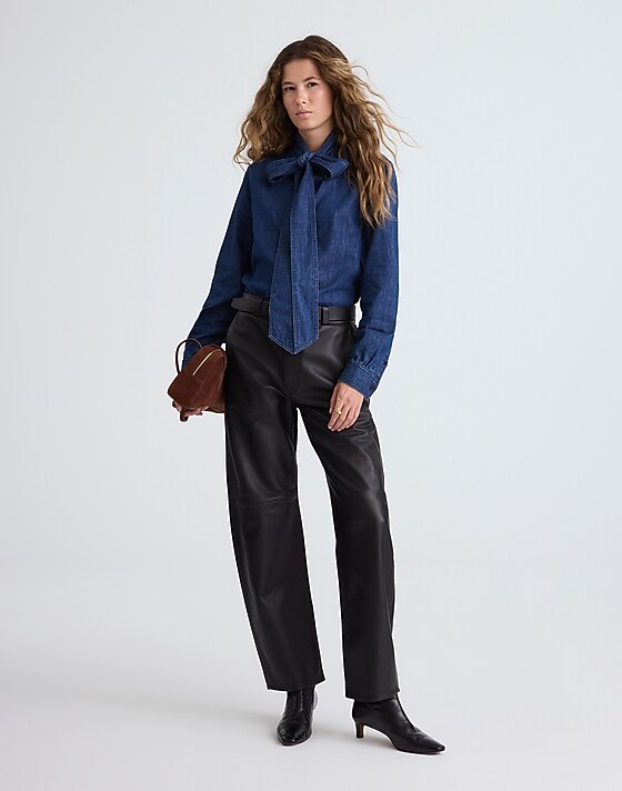 Madewell Denim Tie-Neck Shirt Plumville Wash