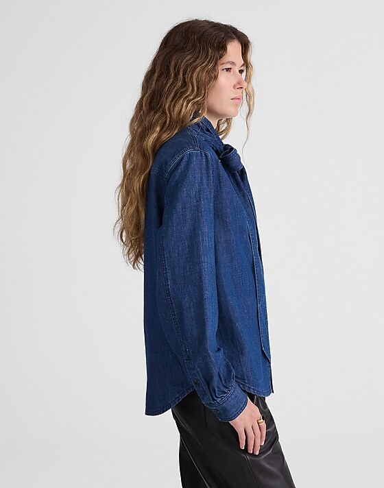 Madewell Denim Tie-Neck Shirt Plumville Wash
