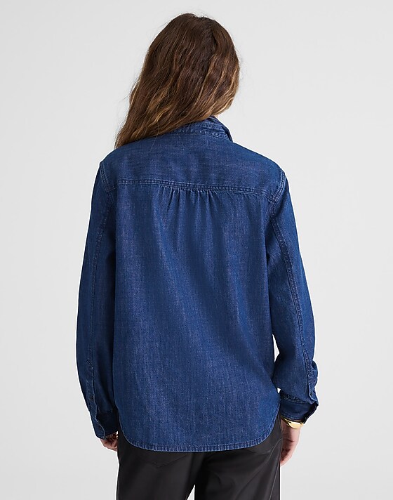 Madewell Denim Tie-Neck Shirt Plumville Wash
