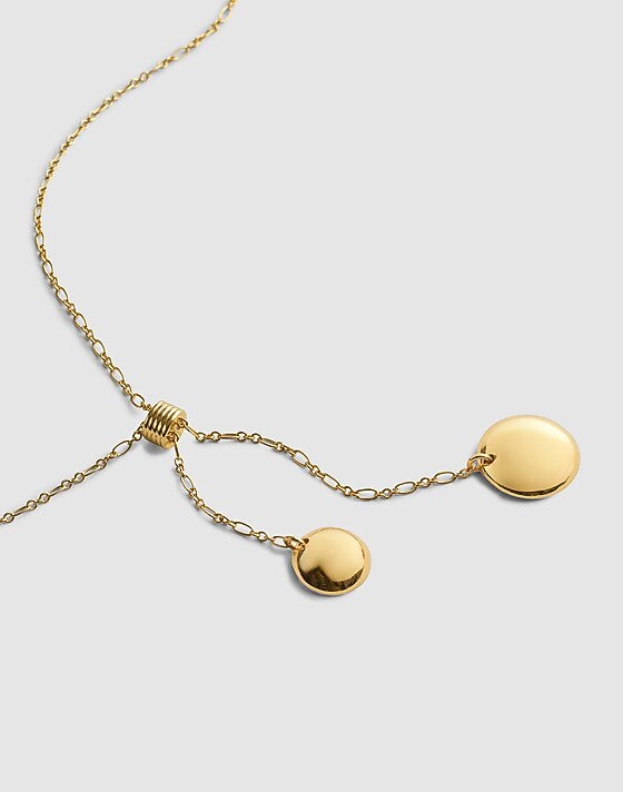 madewell Disc Lariat Necklace antique gold