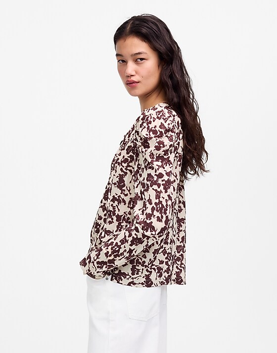 Madewell Draped Tie-Front Top Chocolate Raisin