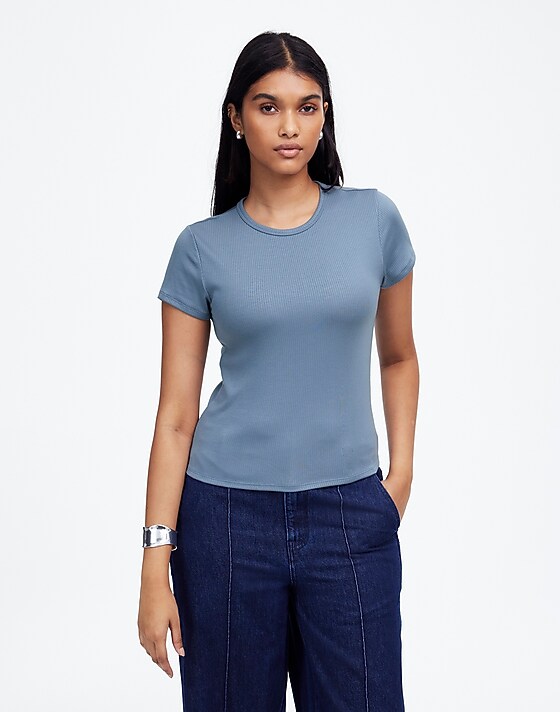Madewell Drapey Rib Tee Teapot Blue
