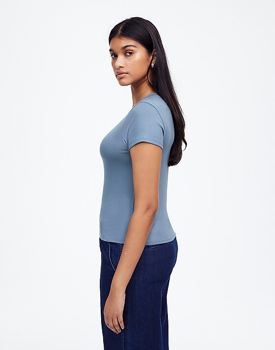 Madewell Drapey Rib Tee Teapot Blue