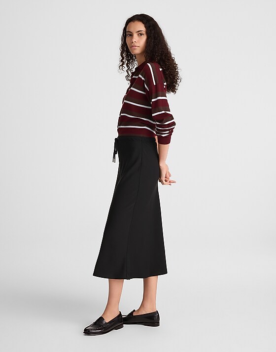Madewell Drawstring Midi Skirt Jet Black