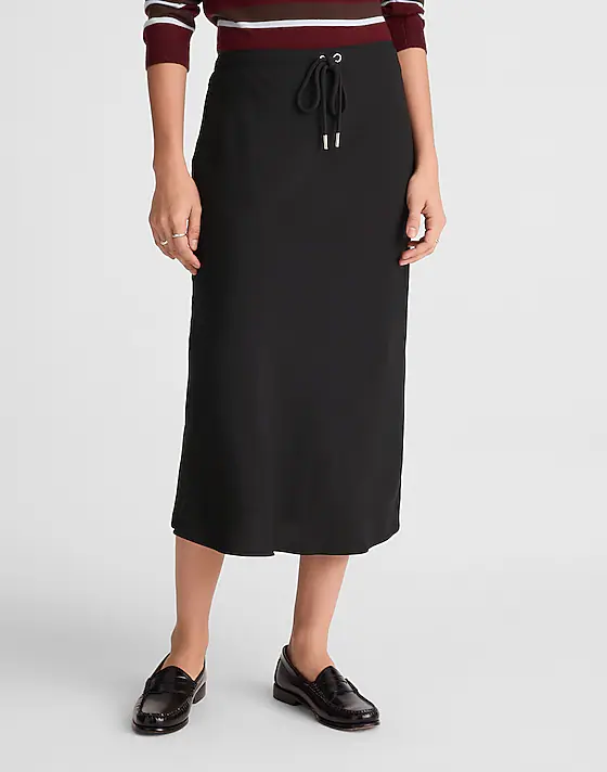 Madewell Drawstring Midi Skirt Jet Black