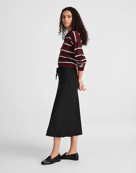 Madewell Drawstring Midi Skirt Jet Black