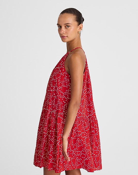 Madewell Drop-Waist Mini Dress In Dot Festival Red