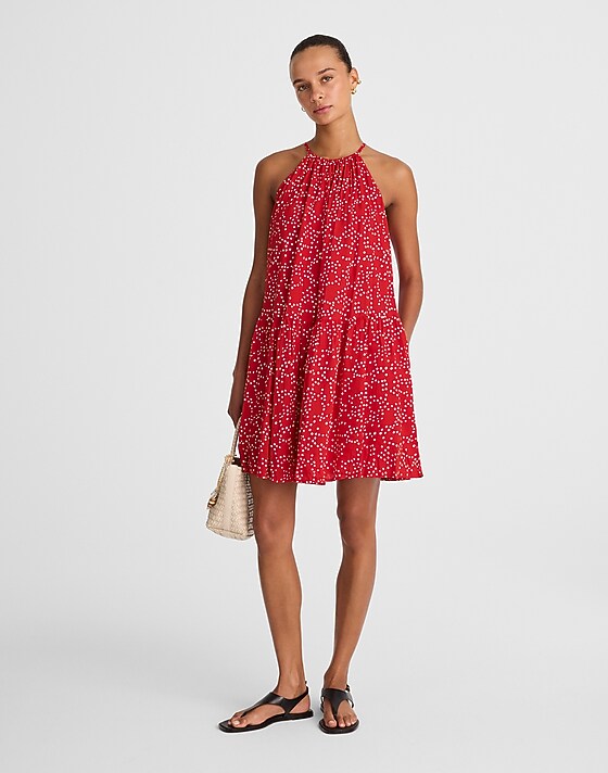 madewell Drop-Waist Mini Dress in Dot festival red