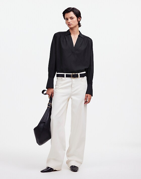 Madewell Easy Long-Sleeve Popover Shirt True Black