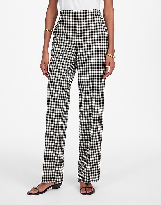 Madewell Easy Pull-On Pant In Gingham True Black