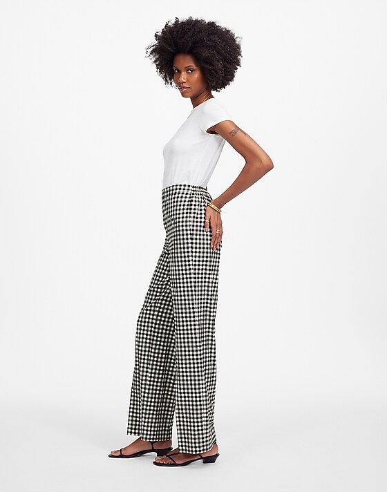 Madewell Easy Pull-On Pant In Gingham True Black