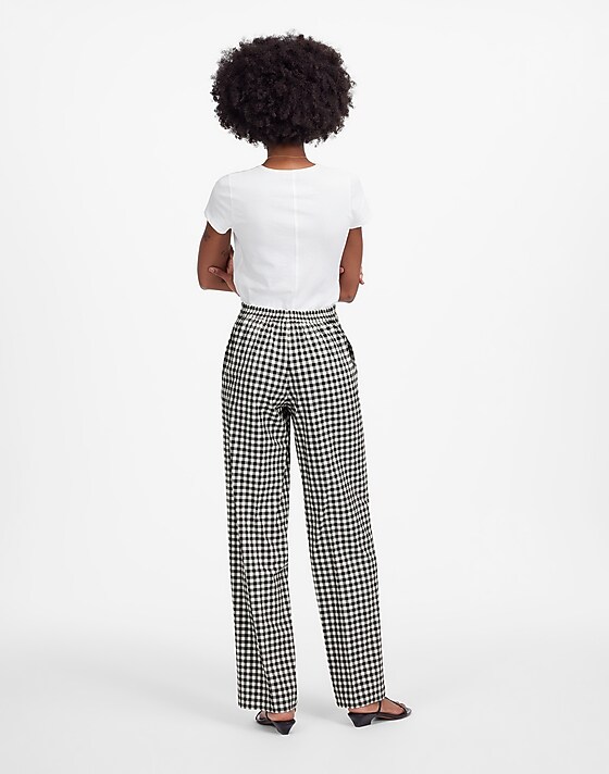 Madewell Easy Pull-On Pant In Gingham True Black