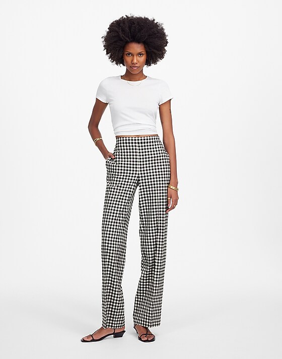 madewell Easy Pull-On Pant in Gingham true black
