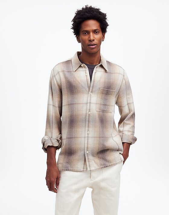 madewell Easy Shirt in Brushed Flannel black coal