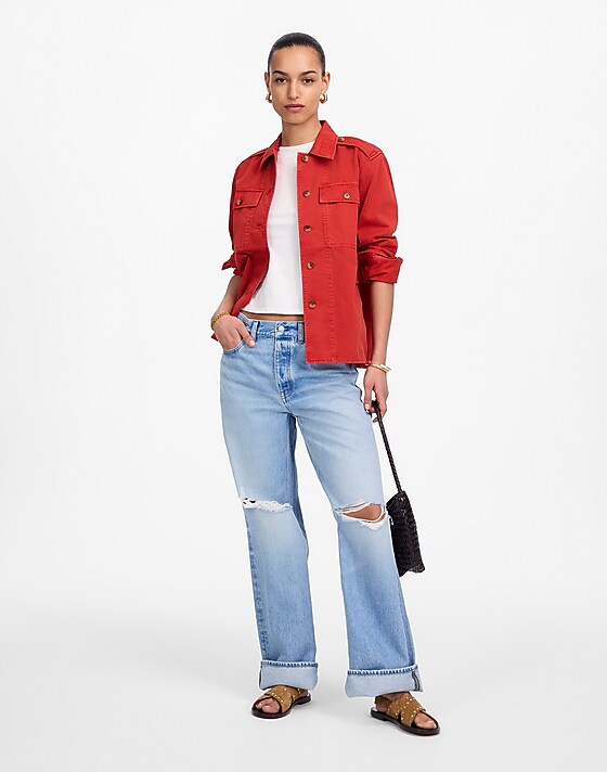 Madewell Easy Utility Shirt-Jacket Crimson