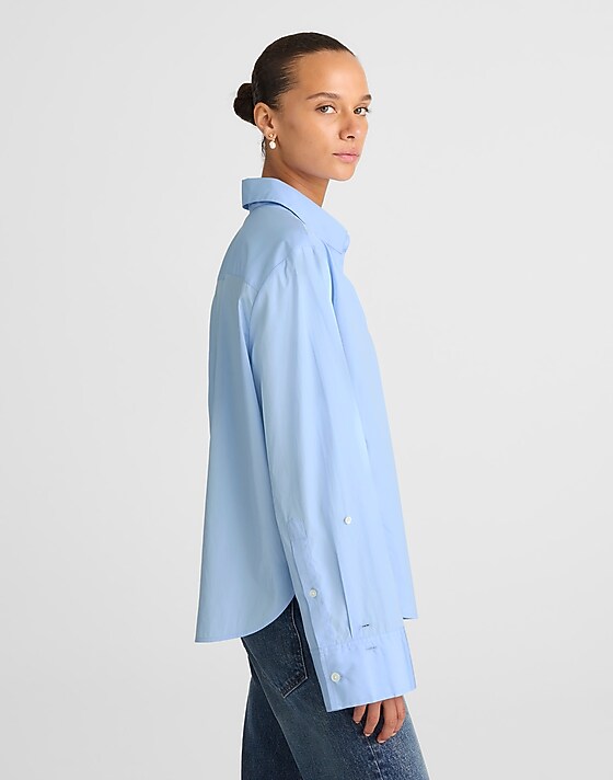 Madewell Easy Y-Neck Button-Up Shirt Peri Blue