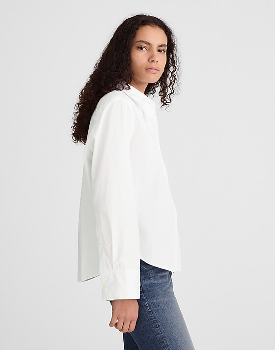 Madewell Easy Y-Neck Button-Up Shirt White