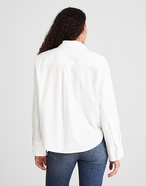 Madewell Easy Y-Neck Button-Up Shirt White