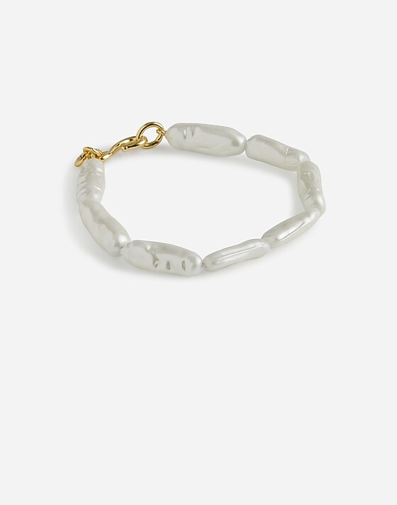madewell Elongated Pearl Bead Bracelet pale gold