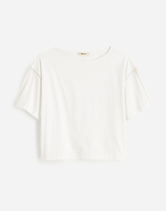 madewell Embroidered Boxy Knit Tee white
