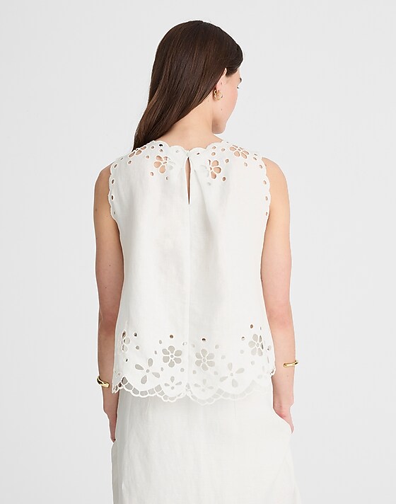 Madewell Embroidered Eyelet High-Low Tank Salt
