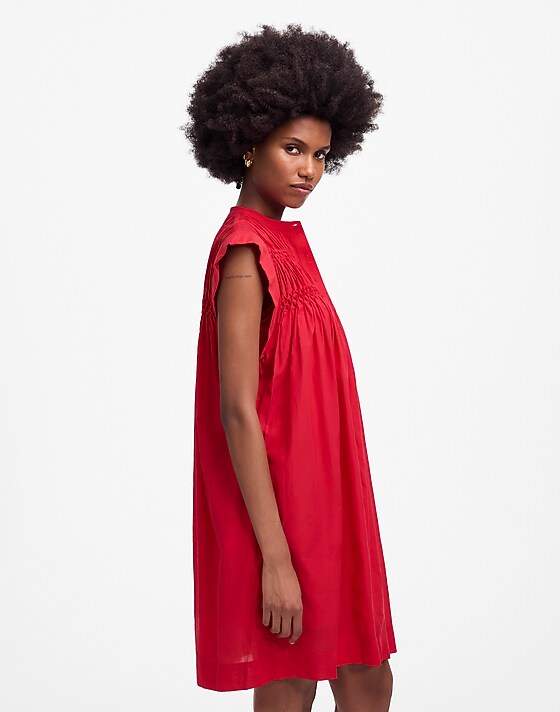 Madewell Embroidered Pleated Mini Dress Watermelon