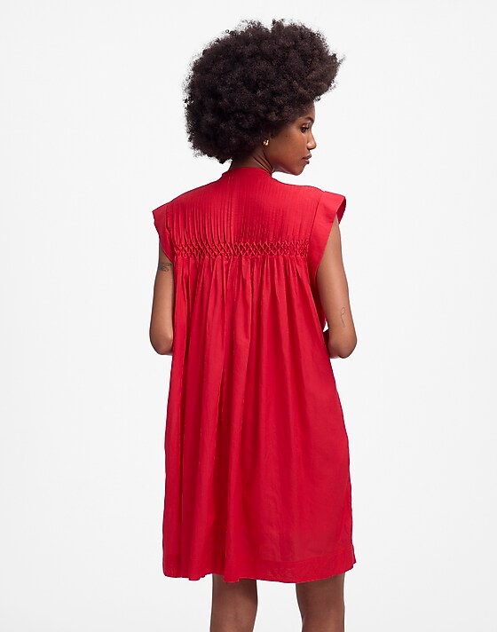 Madewell Embroidered Pleated Mini Dress Watermelon