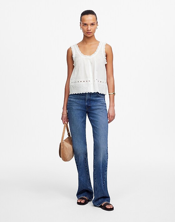 Madewell Embroidered Scalloped Tank White