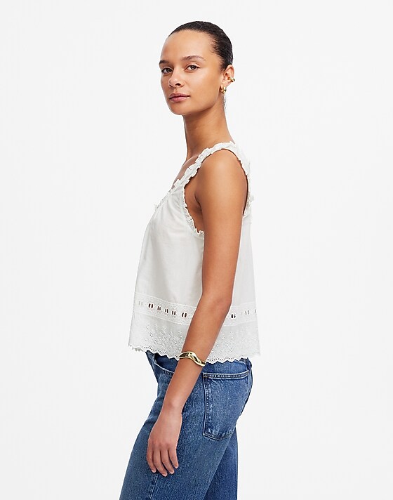 Madewell Embroidered Scalloped Tank White