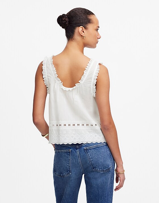 Madewell Embroidered Scalloped Tank White