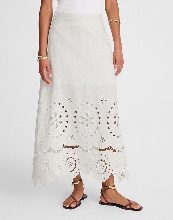 Madewell Eyelet-Embroidered Maxi Skirt Salt