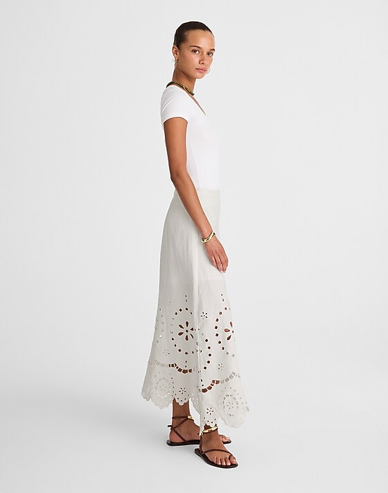 Madewell Eyelet-Embroidered Maxi Skirt Salt
