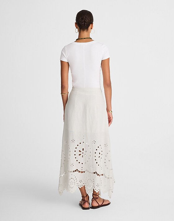 Madewell Eyelet-Embroidered Maxi Skirt Salt
