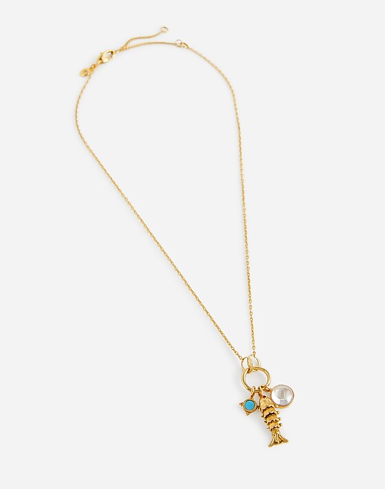 Madewell Fish Charm Necklace Antique Gold