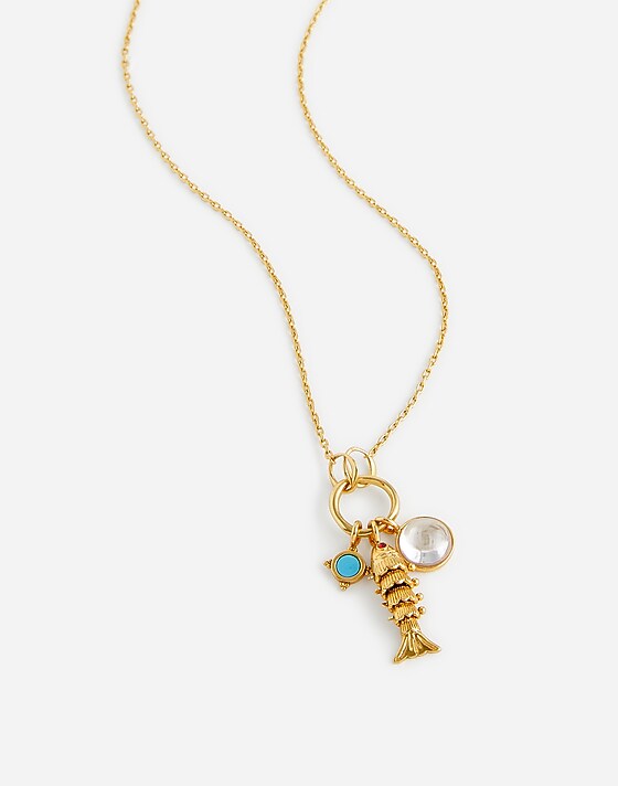 madewell Fish Charm Necklace antique gold