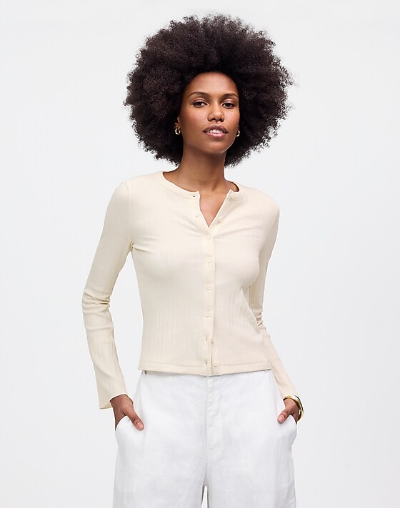 Madewell Flared-Sleeve Cardigan Light Cream