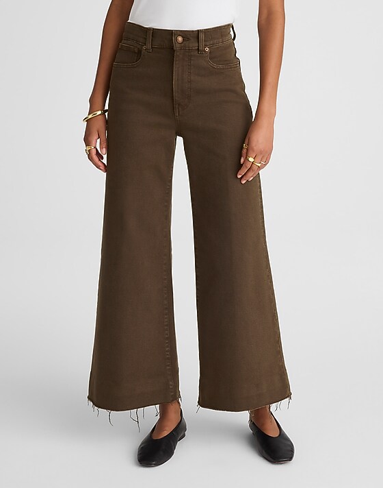 Madewell Flared Wide-Leg Crop Jeans Dark Mocha