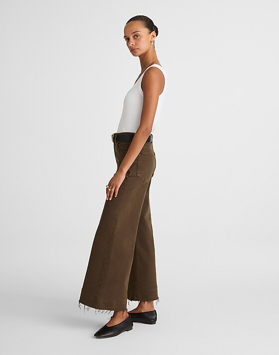 Madewell Flared Wide-Leg Crop Jeans Dark Mocha