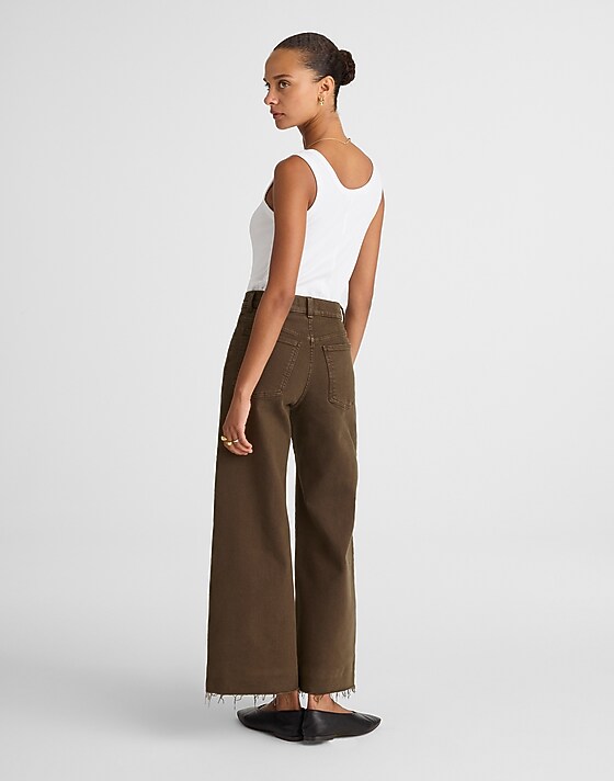 Madewell Flared Wide-Leg Crop Jeans Dark Mocha
