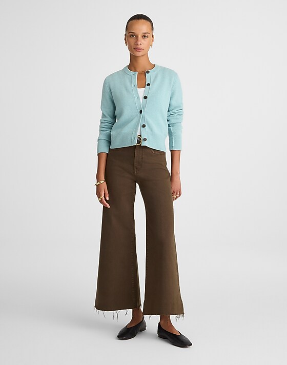 madewell Flared Wide-Leg Crop Jeans dark mocha