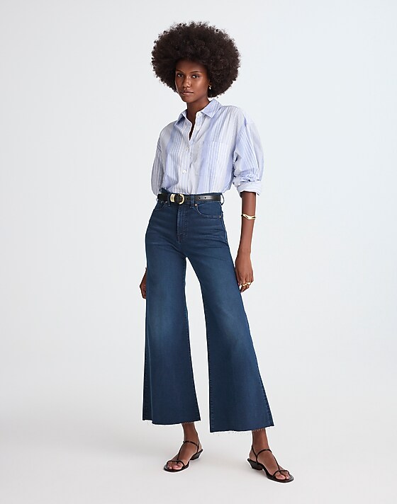 madewell Flared Wide-Leg Crop Jeans kingston wash