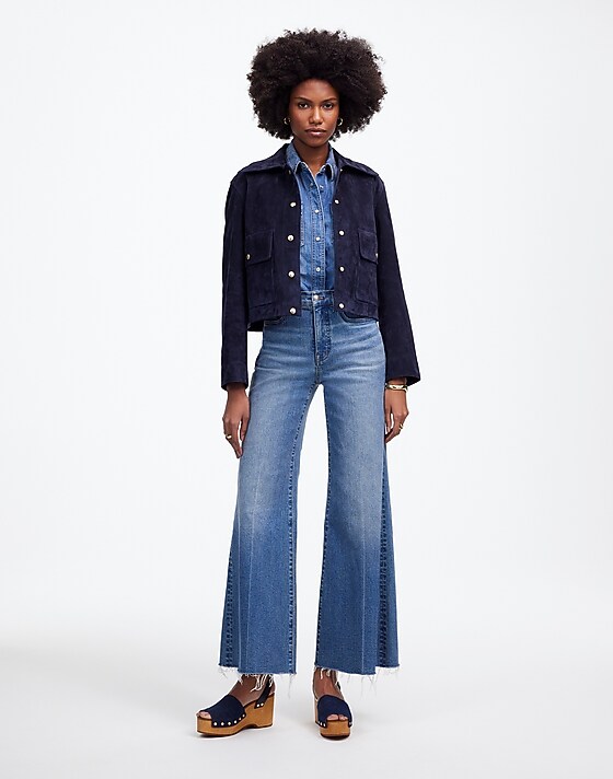 madewell Flared Wide-Leg Crop Jeans oneida wash